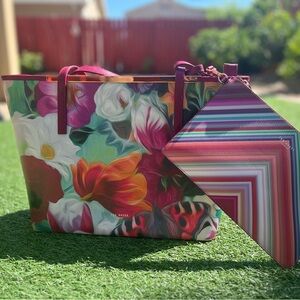 Ted Baker Colorful Floral Tote Bag with Pouch